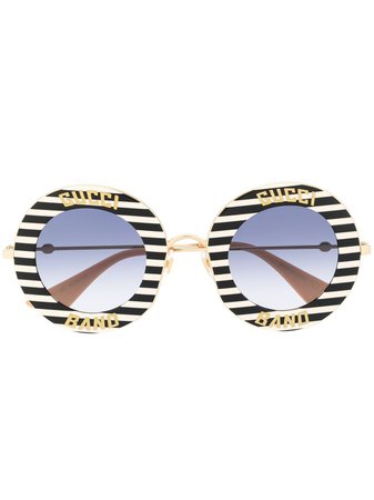 Gucci Eyewear striped round frame sunglasses - FARFETCH
