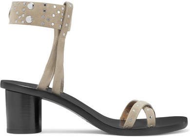 Joakee Studded Suede Sandals - Neutral
