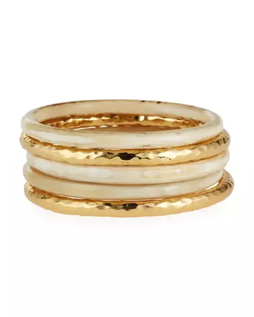 NEST Jewelry Blonde Horn and Hammered Gold Bangles, Set of 5 | Neiman Marcus