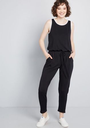 Highlighted Look Knit Jumpsuit Black/White | ModCloth