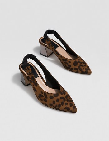 Animal print slingback mid-heel court shoes - null | Stradivarius United Kingdom