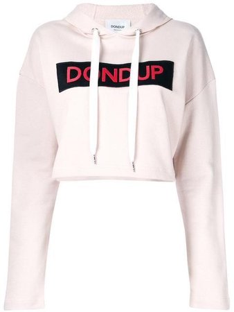 DONDUP Dondup Cropped Logo Print Hoodie - Pink