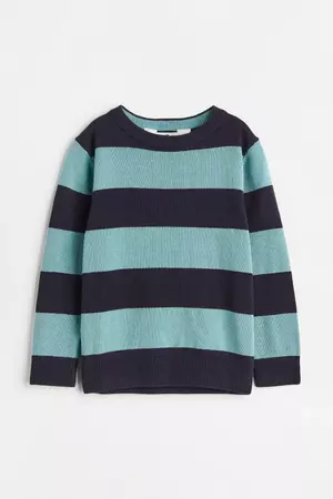Pulover tricotat jacard din bumbac - Verde-mentă/bleumarin - COPII | H&M RO