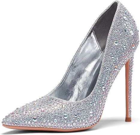 Amazon.com | DELONIX REGIA Women's Pumps,High Heels Closed Pointed Toe Stilletos Heeled Sexy Wedding Dressy Shoes for Bride | Pumps