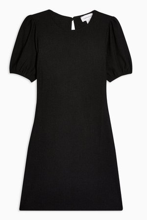 Black Crinkle Puff Sleeve Mini Dress | Topshop