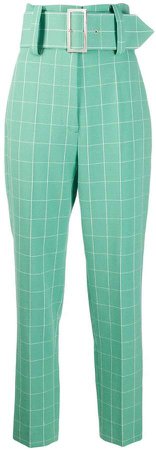 belted check trousers