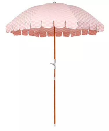 Dusty Pink Check Premium Beach Umbrella | Business & Pleasure Co