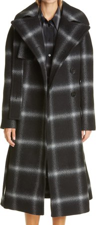 Check Double Breasted Wool Coat