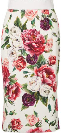 Floral-print Cady Midi Skirt - Pink