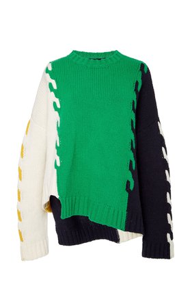 Asymmetric Color-Blocked Wool Sweater by MONSE | Moda Operandi