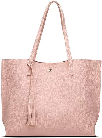Amazon.com: Women's Soft Faux Leather Tote Shoulder Bag from Dreubea, Big Capacity Tassel Handbag White: Shoes
