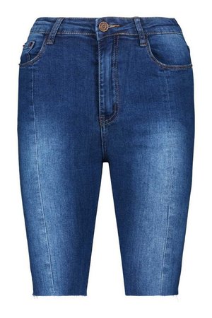 Mid Rise Vintage Wash Longline Jean Shorts | boohoo