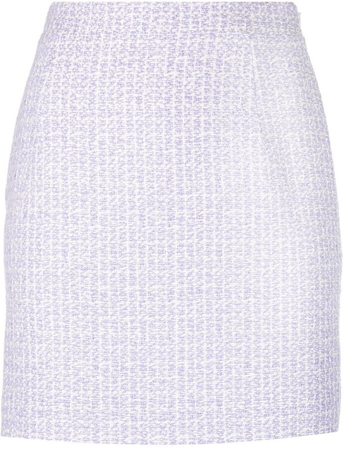 Alessandra Rich Purple Sequin Tweed Mini Skirt
