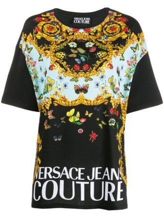 VERSACE JEANS COUTURE Contrast Print T-shirt In Black