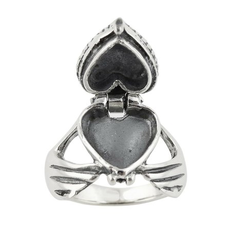 Claddagh Heart Poison Ring - 925 Sterling Silver - Victorian Locket Pillbox Ring | eBay