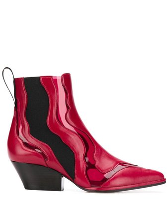 Red Sergio Rossi Pvc Insert Ankle Boots | Farfetch.com