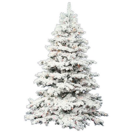 Vickerman 6.5' Flocked Alaskan Pine Artificial Christmas Tree with 600 Multi LED Lights