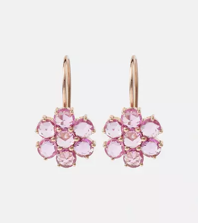 Daisy Bloom 18 Kt Rose Gold Earrings With Sapphires in Pink - Ileana Makri | Mytheresa