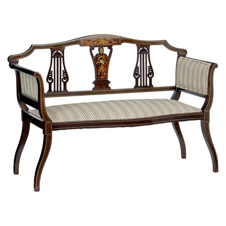Early 20th Century Edwardian Inlaid Rosewood Salon Sofa For Sale at 1stdibs