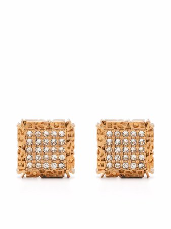 Versace crystal-embellished logo earrings - FARFETCH