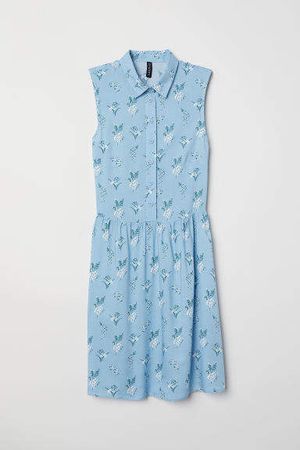 Sleeveless Viscose Dress - Blue
