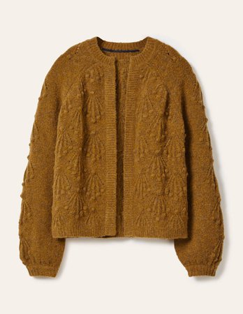 Relaxed Cable Cardigan - Moss Brown | Boden UK