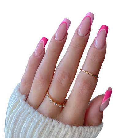 pink french tip nails pink nails cute pink nail art nail pink