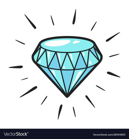 Sparking blue diamond icon magic jewellery stone Vector Image