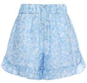 Linaria Ruffle-trimmed Floral-print Cotton And Silk-blend Shorts
