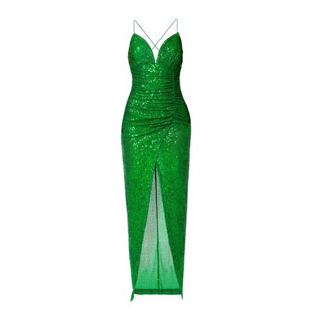 Ailish Shamrock Green Sequin Maxi Dress | Aggi | Wolf & Badger