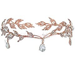 Amazon.com: Wiipu Elegant Rhinestone Leaf Wedding Headpiece Headband Bridal Tiara Crown(B630) (Gold): Clothing