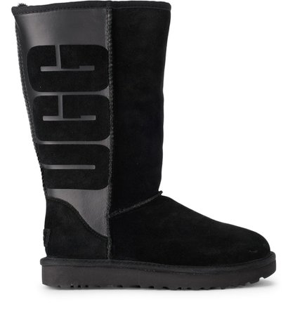 Ugg Classic Tall Black Leather And Sheepskin Boots