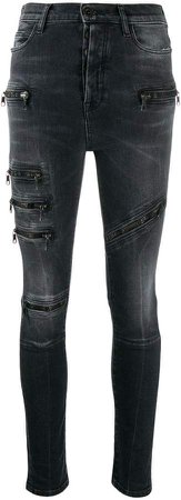mid rise zipped skinny jeans