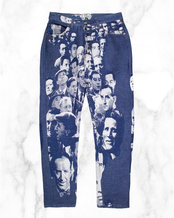 Middleman Store sur Instagram : Releasing exclusively at Grailed LA: Jean Paul Gaultier AW1992 Jacquard Face Denim. Gaultier’s graphics stand as a high watermark of his…