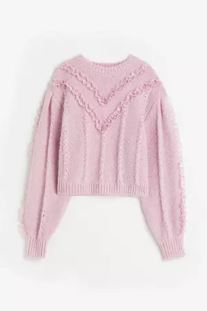 Lace-trimmed Sweater - Pink - Ladies | H&M US