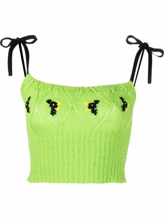CORMIO floral-embroidery Cropped Knitted Top - Farfetch