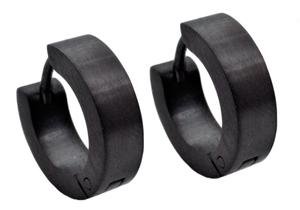 Mens 14mm Black Plated Stainless Steel Hoop Earrings | Blackjack Jewelry