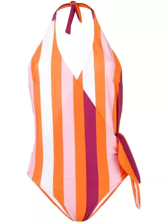 MSGM striped halter neck swimsuit