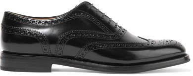 The Burwood Glossed-leather Brogues - Black