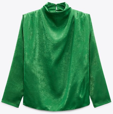 Draped Shoulder Blouse - Zara -Green