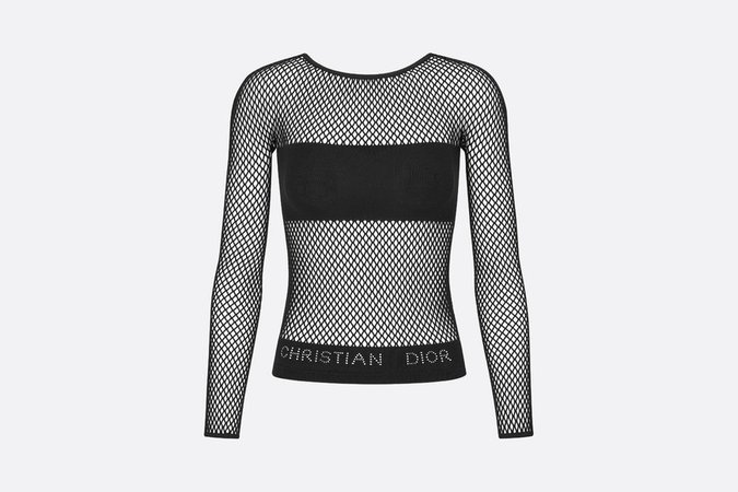 Long-Sleeved Top Black Technical Fishnet - Ready-to-wear - Women's Fashion | DIOR