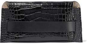 Asa Glossed Croc-effect Leather Pouch