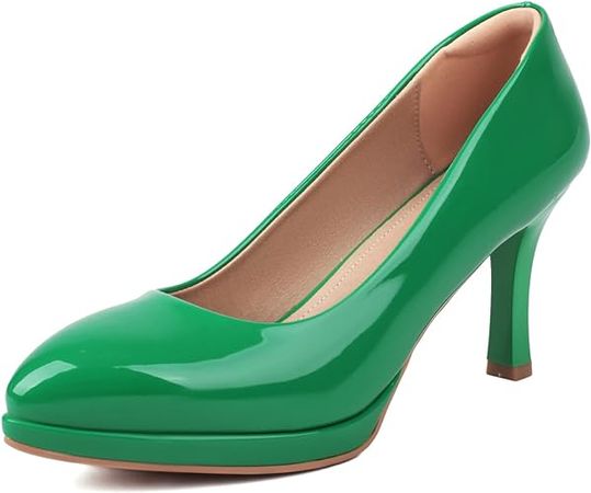XIEDA Women's Pointed Toe Low Platform High Heel Pumps Wedding Party Dress Shoes | Pumps
