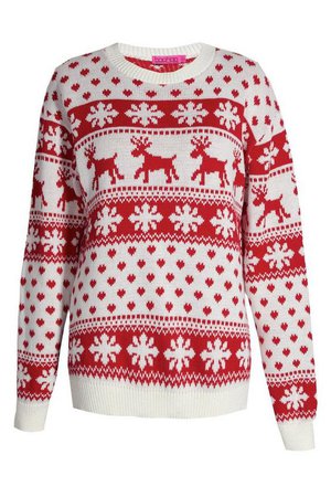 Reindeer & Snowflake Christmas Jumper | Boohoo