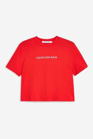 Logo Crop T-Shirt by Calvin Klein | Topshop