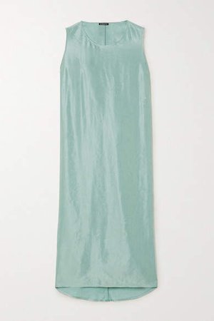 Linen-blend Midi Dress - Blue
