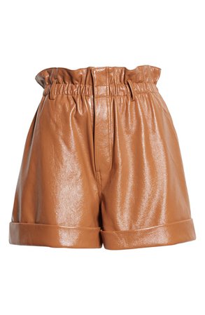 Pearl Faux Leather Paperbag Waist Shorts | Nordstrom
