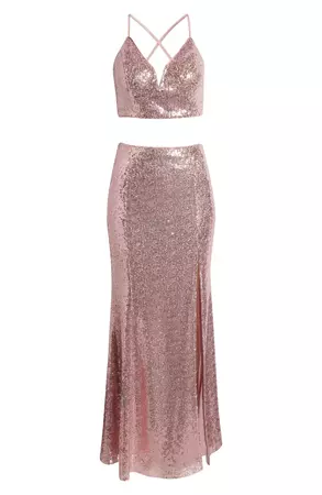 Lulus Spotlights Shining Sequin Two-Piece Dress | Nordstrom