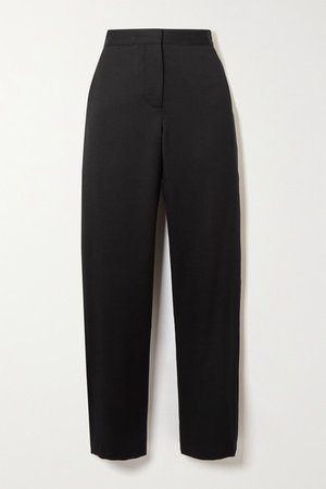 Wool-twill Straight-leg Pants - Black