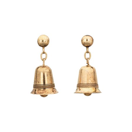 Vintage Bell Drop Earrings 9k Yellow Gold English Hallmarks Birmingham Jewelry For Sale at 1stDibs